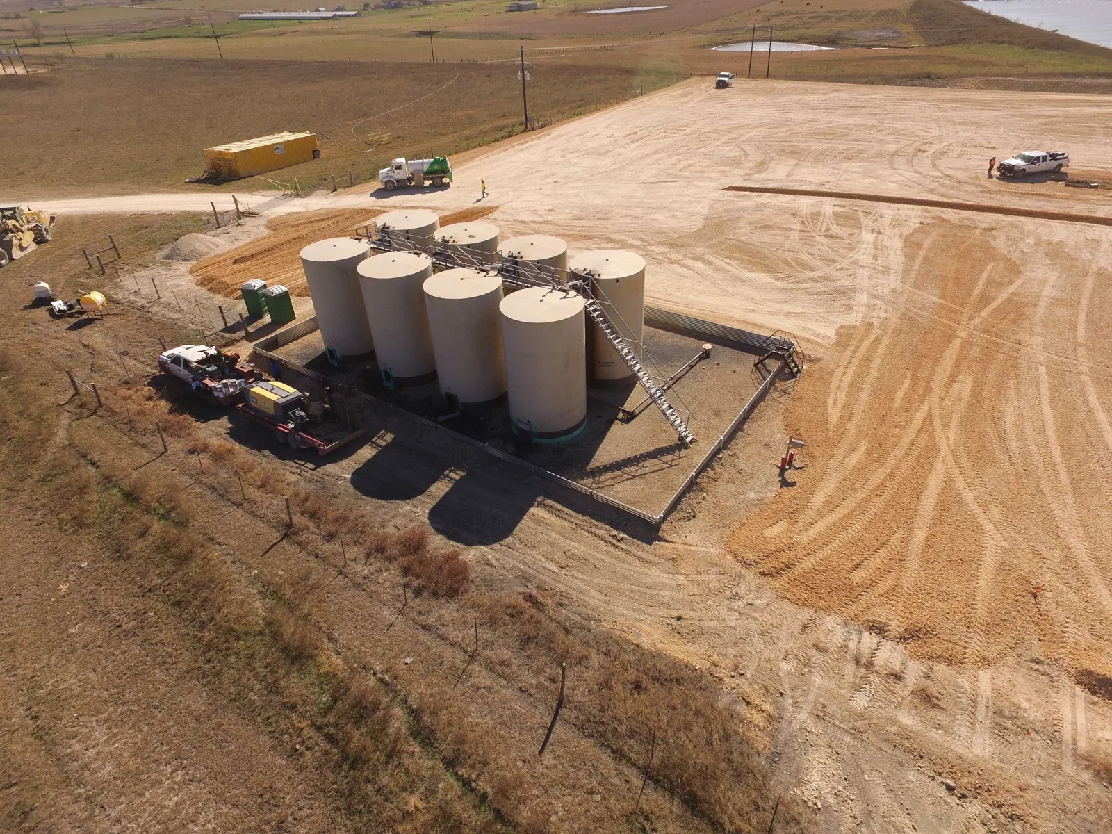 Aerial view of an energy facility captured with drone support