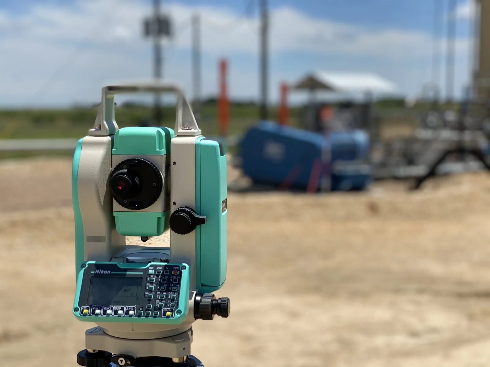 Total station equipment set up for facility and infrastructure mapping support