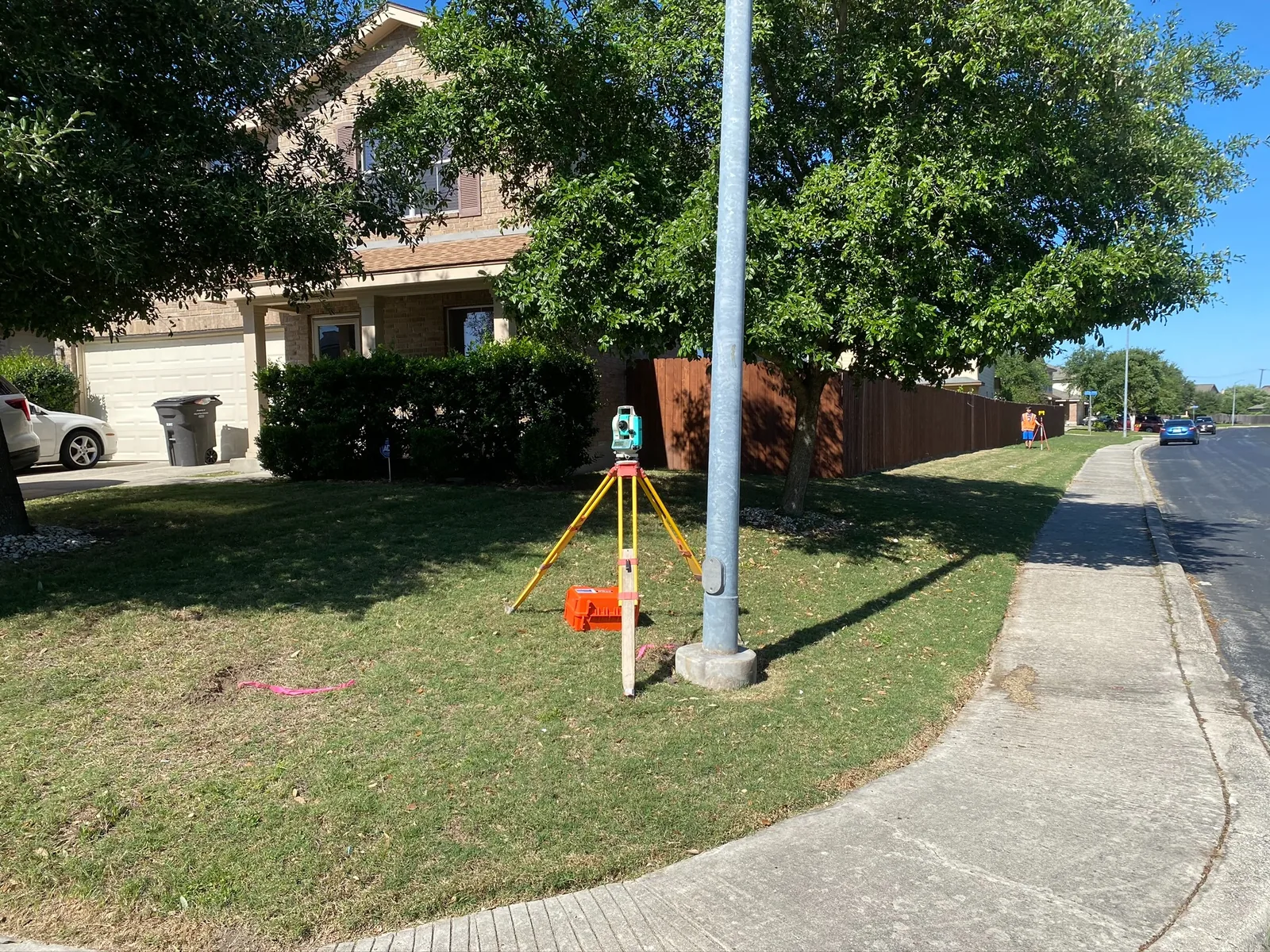 Total station set up for residential boundary and project control work